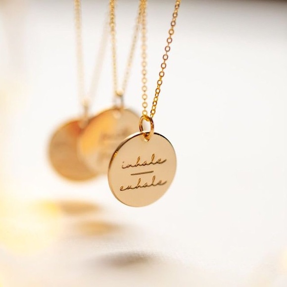 Inhale | Exhale Peaceful Mantra Minimal Necklace - Picture 7 of 16